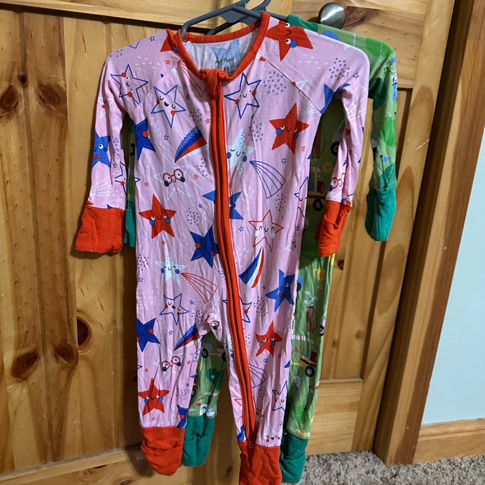 Little Sleepies Pink and Red Starry Kids Footie